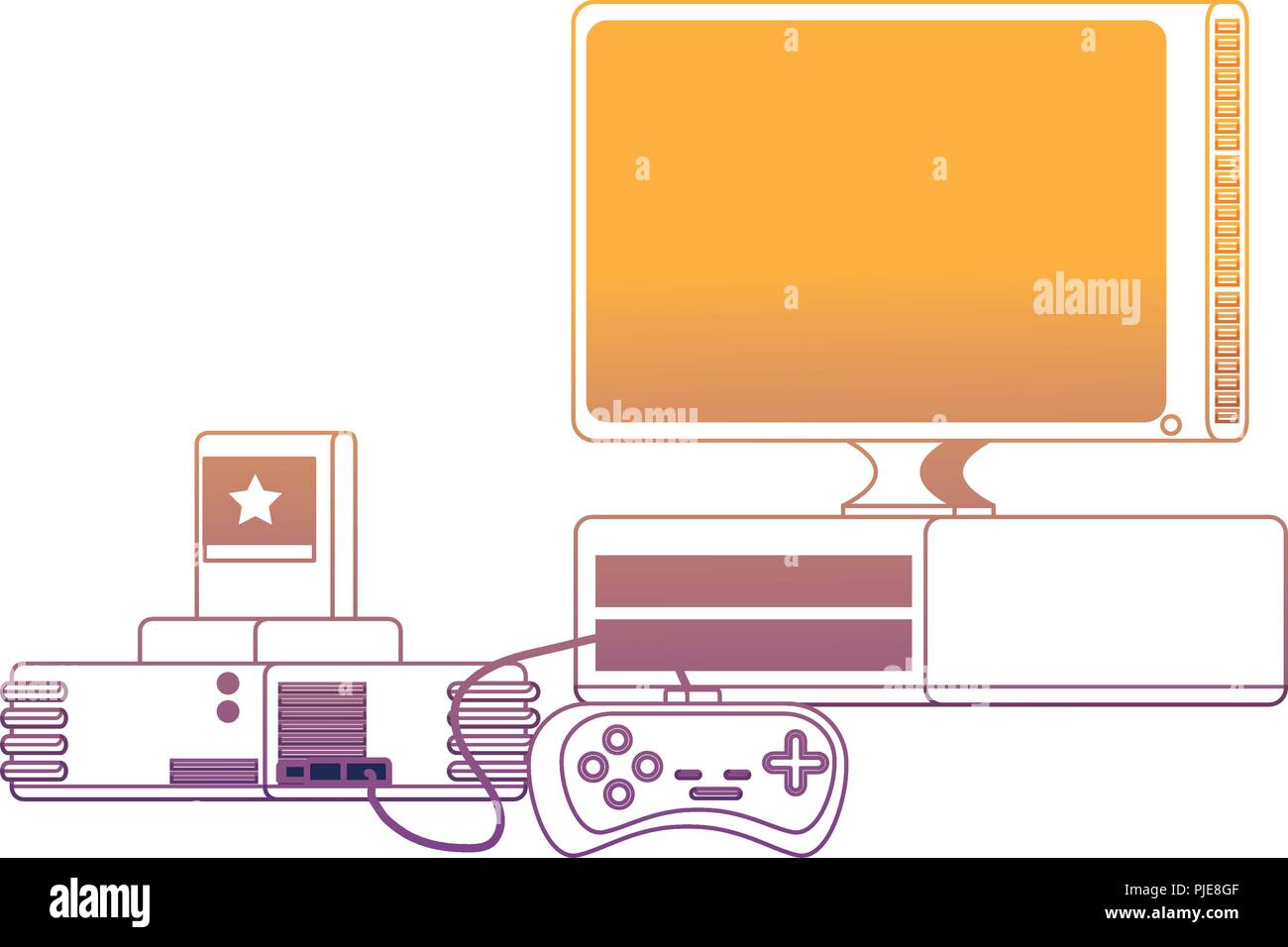 tv with game controller and console over white background, vector ...