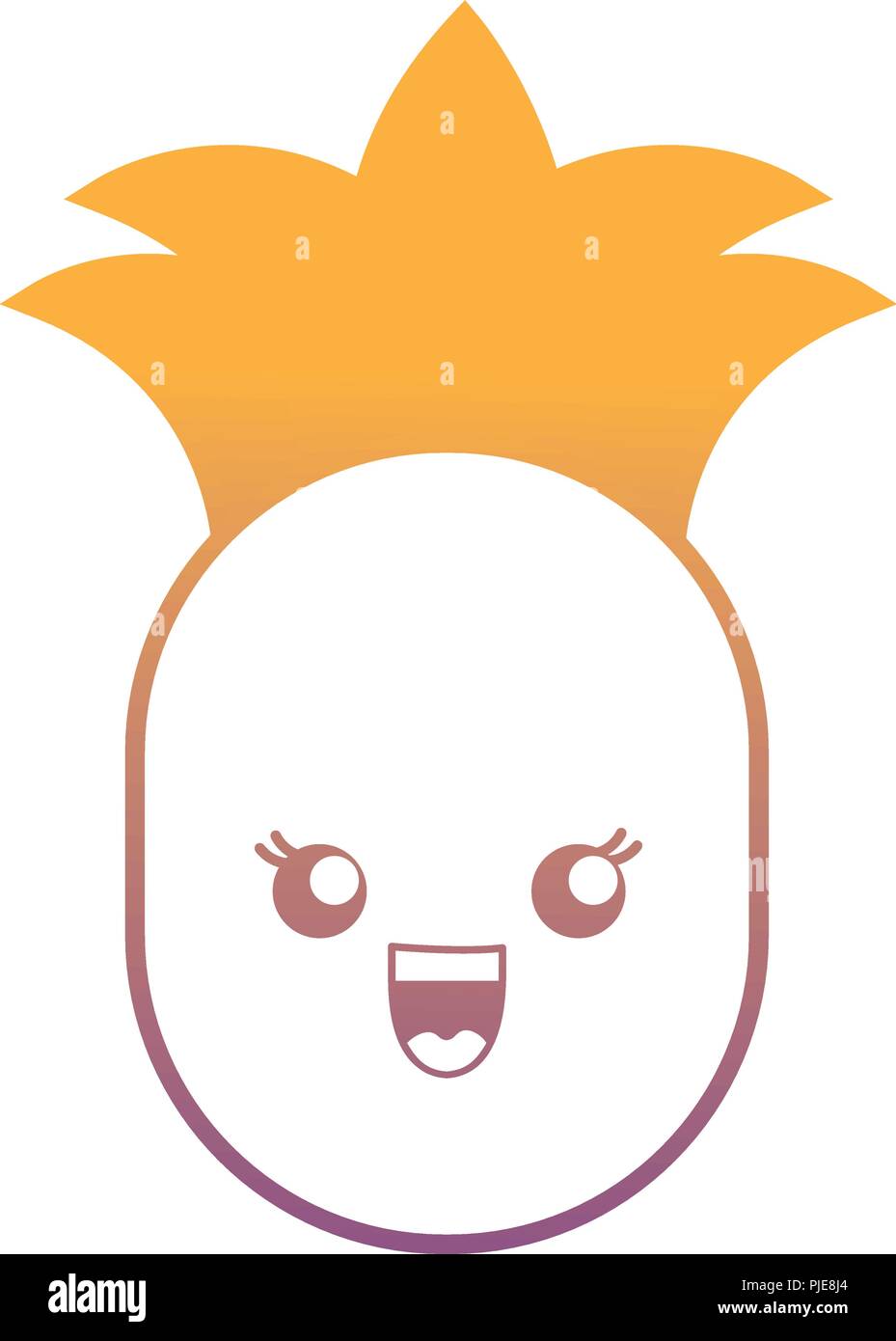 kawaii pineapple fruit icon over white background, vector illustration ...
