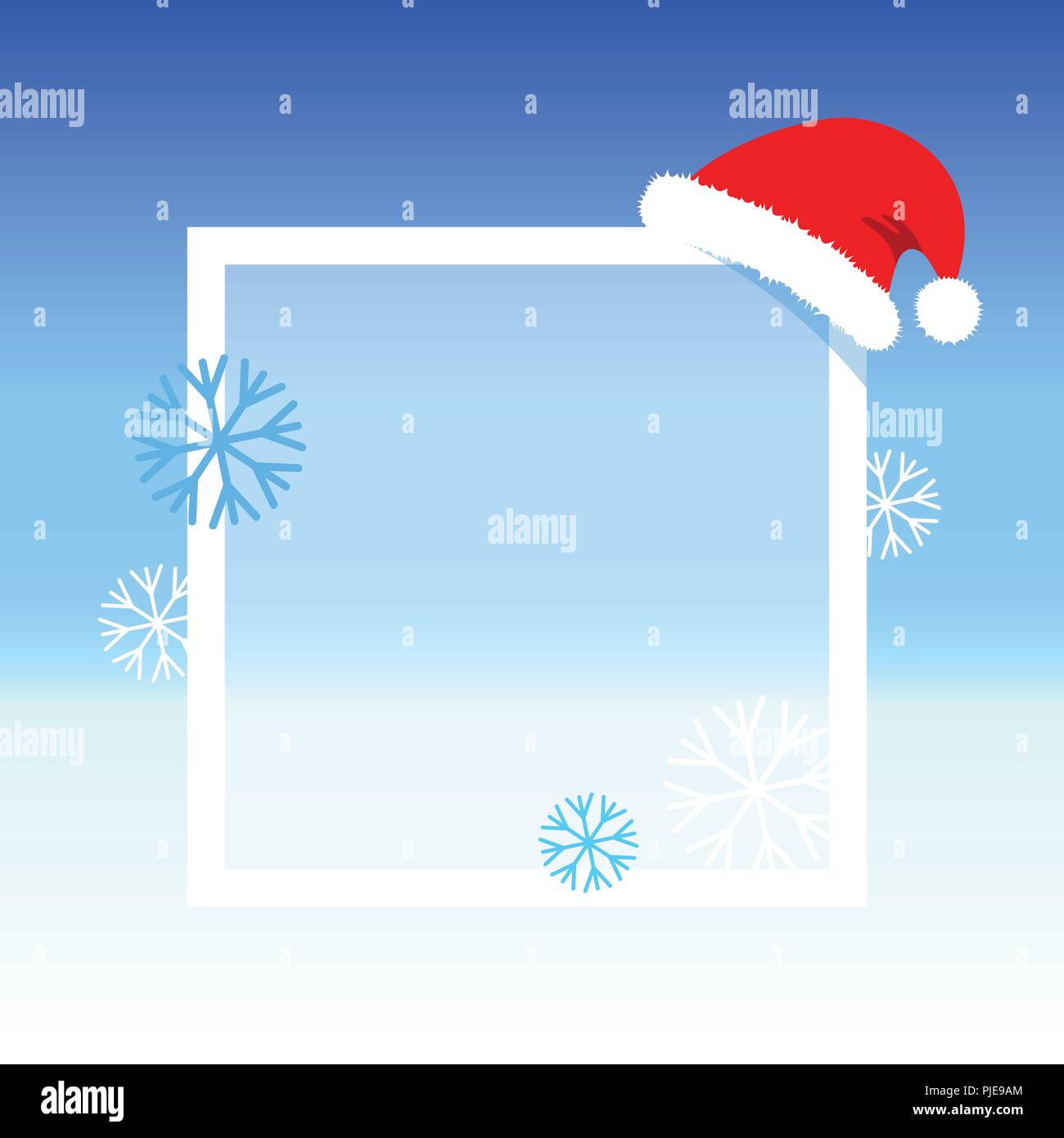 christmas blue background with snowflakes and christmas cap vector illustration EPS10 Stock Vector