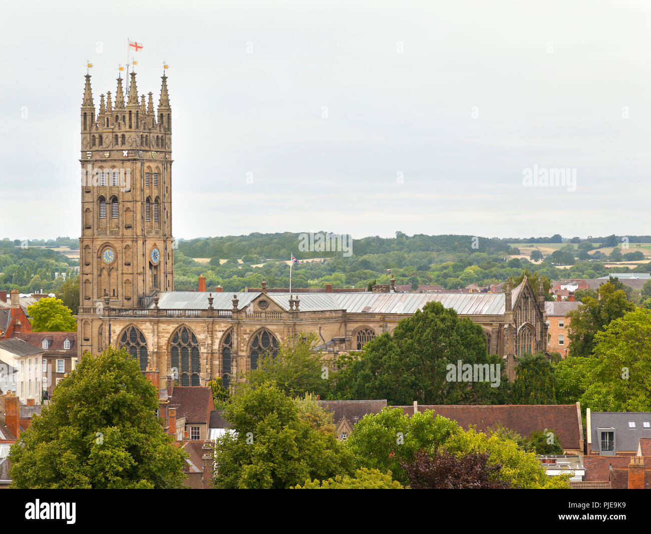 The Collegiate Church of St Mary, a Church of England parish church in the town of Warwick, England Stock Photo