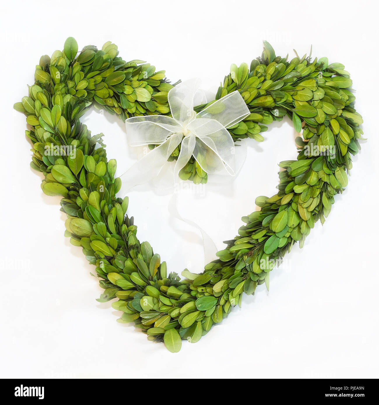 Natural green leaves wreath in heart shape Stock Photo - Alamy