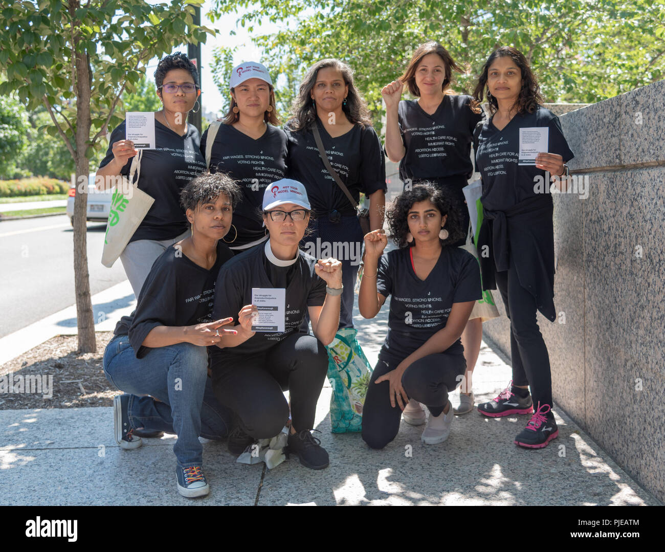 Washington DC / August 23, 2018: Women's rights group protests the nomination of Kavanaugh to be Supreme Court Justice Stock Photo