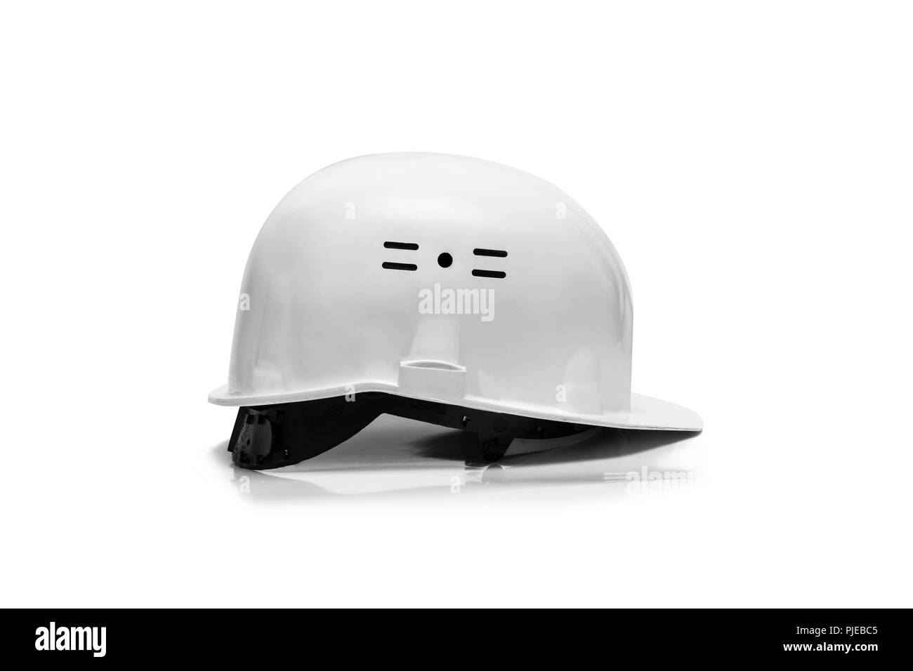 White Plastic safety helmet isolated on white background Stock Photo