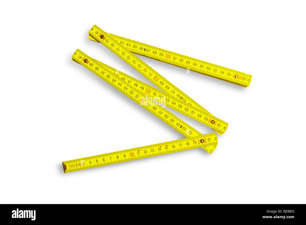 Folding rule measuring tool isolated on white background Stock Photo
