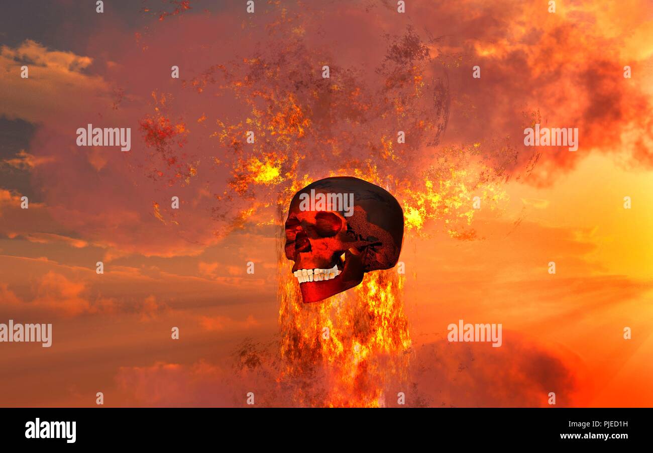 Face Of Death Caused By Many Things. Stock Photo