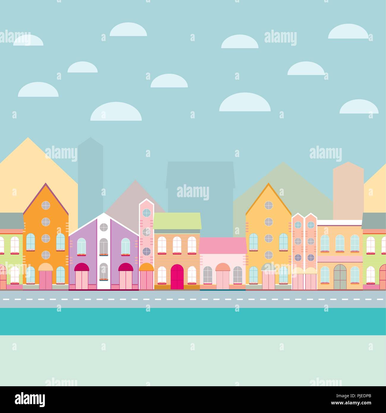 House buildings, home seamless background pattern Stock Vector Image ...