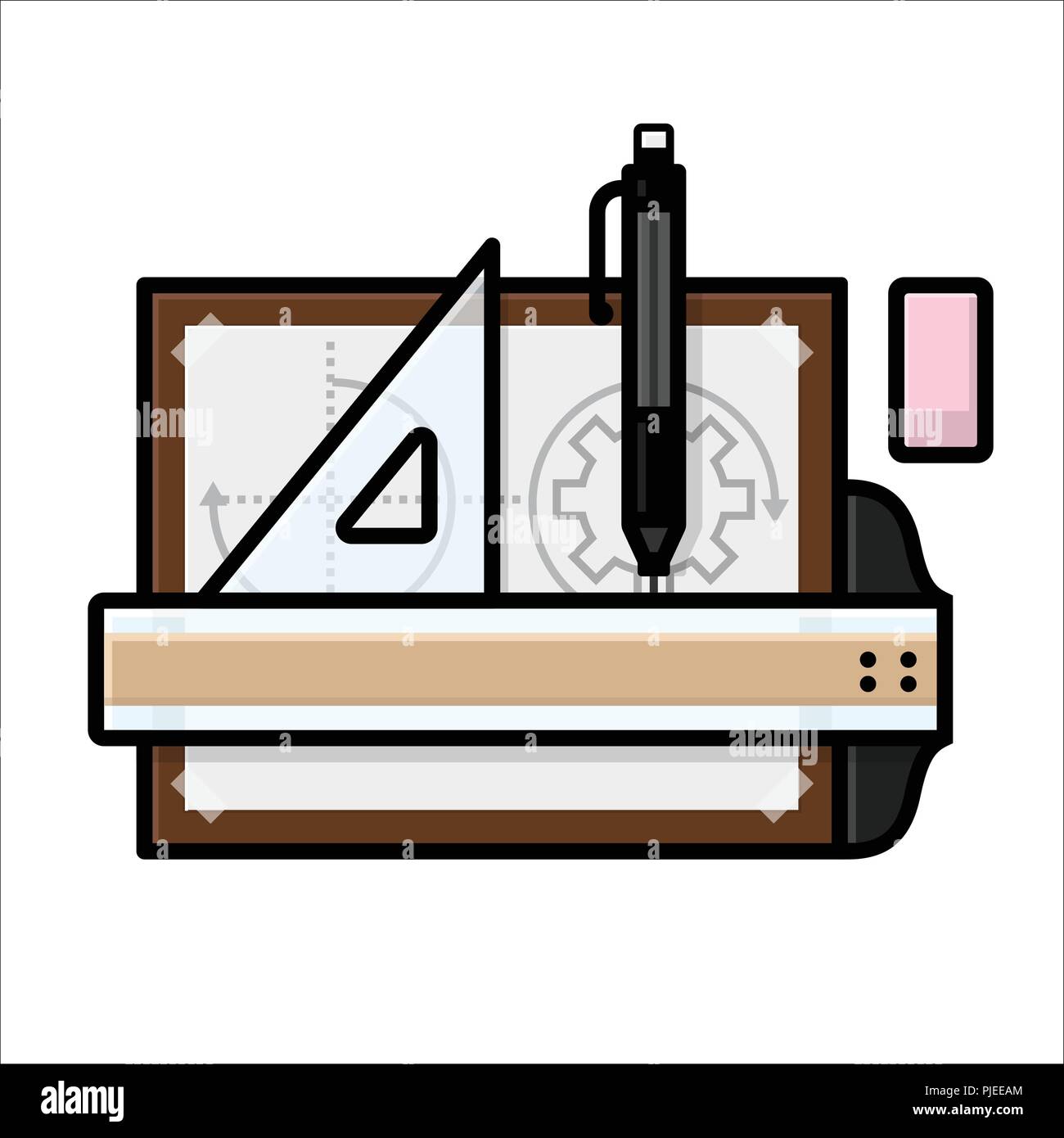 Drafting Tools Stock Illustration - Download Image Now - Work Tool,  T-Square, Protractor - iStock