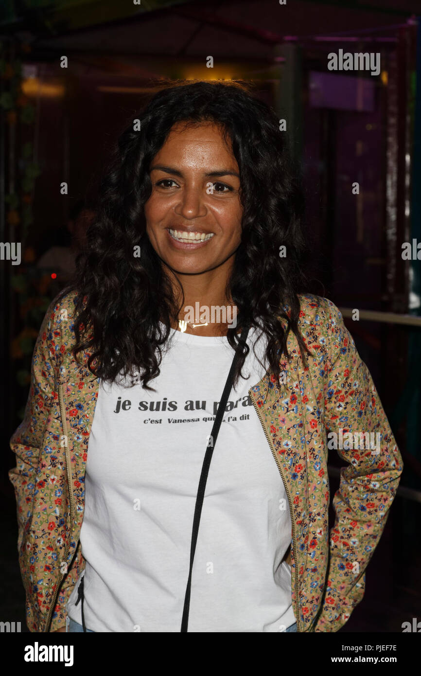 Paris, France. 31st Aug, 2018.  Laurence Roustandjee attends at the opening night of the 'Fete à Neu-Neu' in Bois de Boulogne, August 31, 2018 in Pari Stock Photo