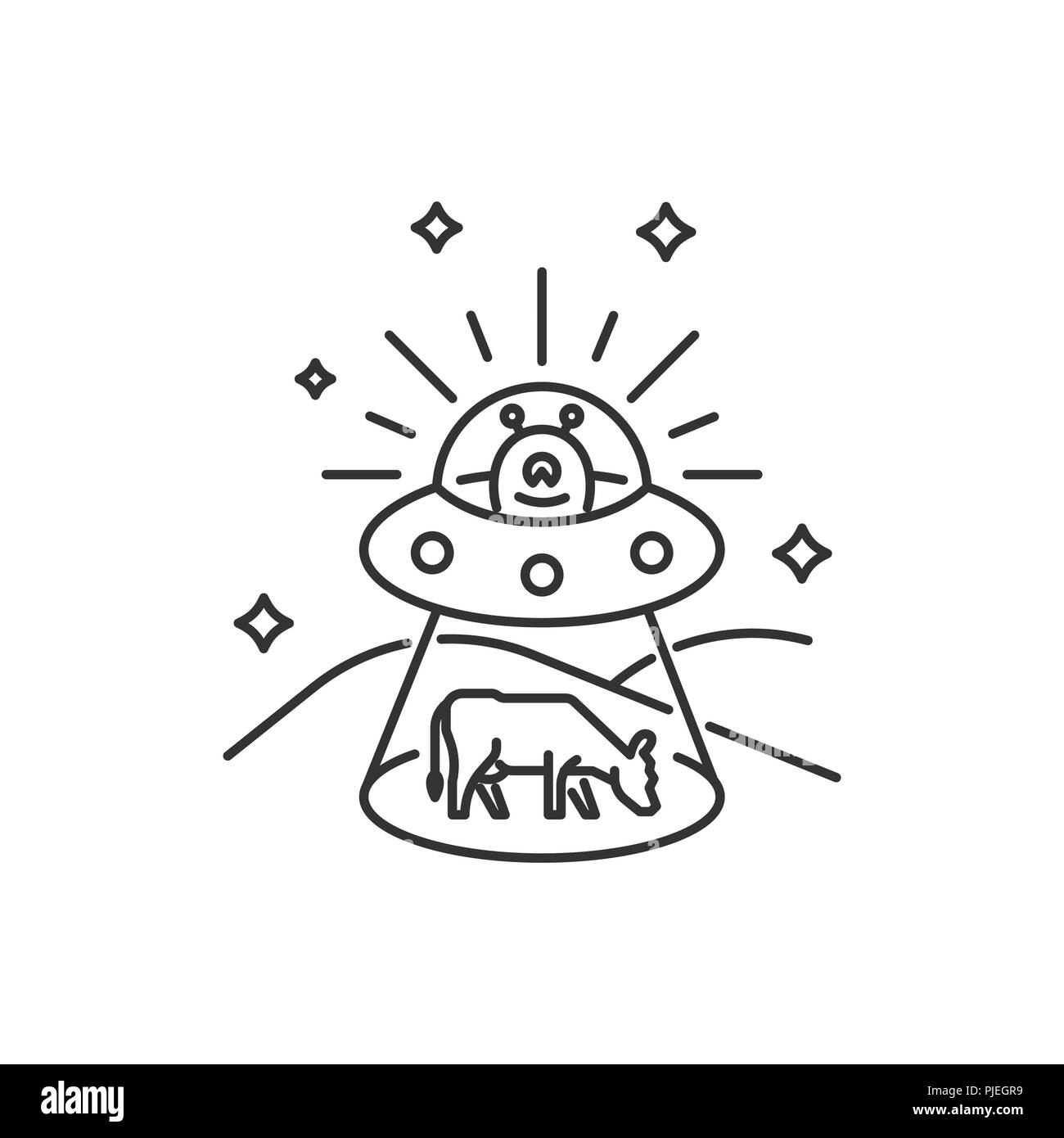 UFO abducting a cow Stock Vector
