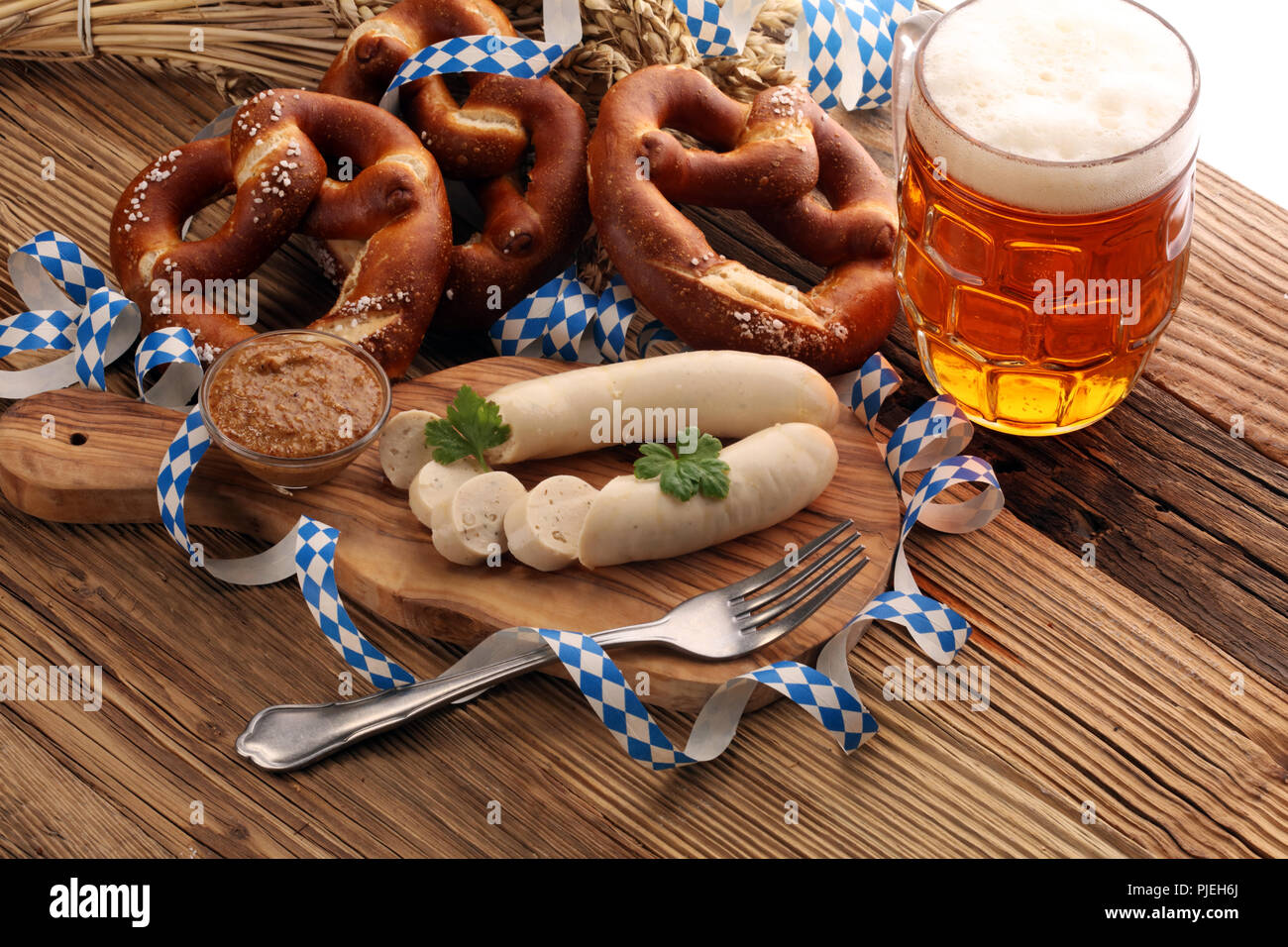 pretzel and sausage