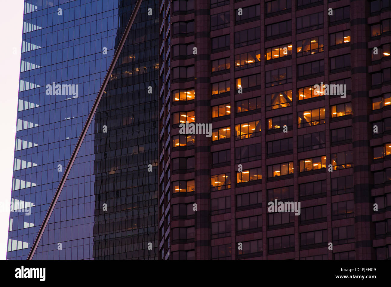Downtown Seattle with abstract close-up of building facade. Stock Photo
