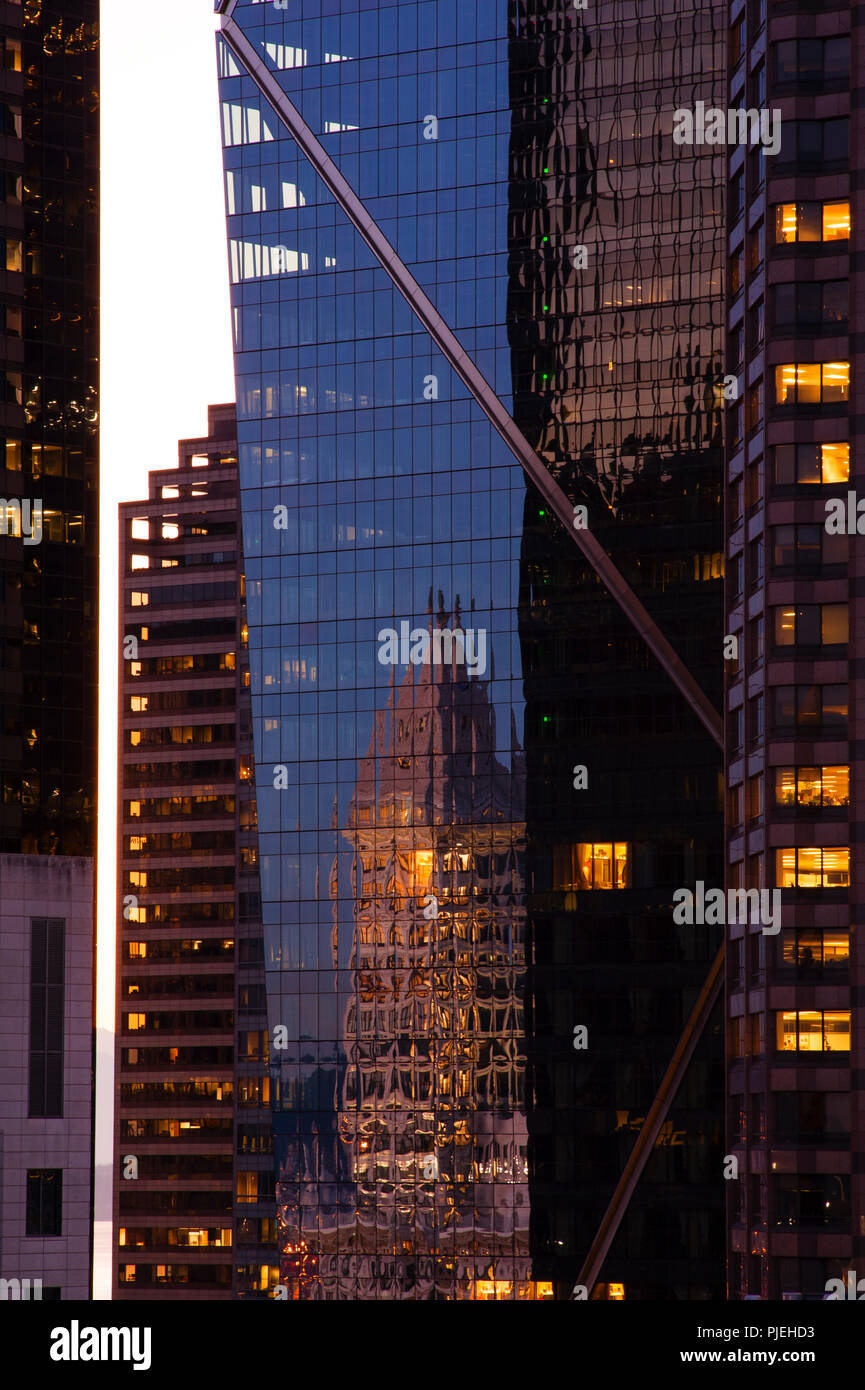 Downtown Seattle with abstract close-up of building facade. Stock Photo