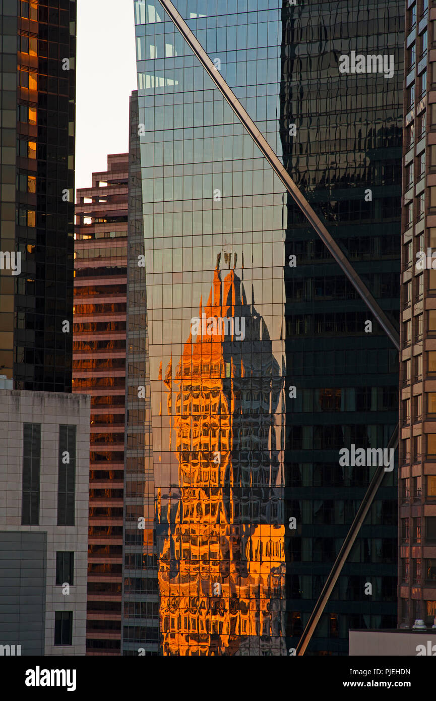 Downtown Seattle with abstract close-up of building facade. Stock Photo
