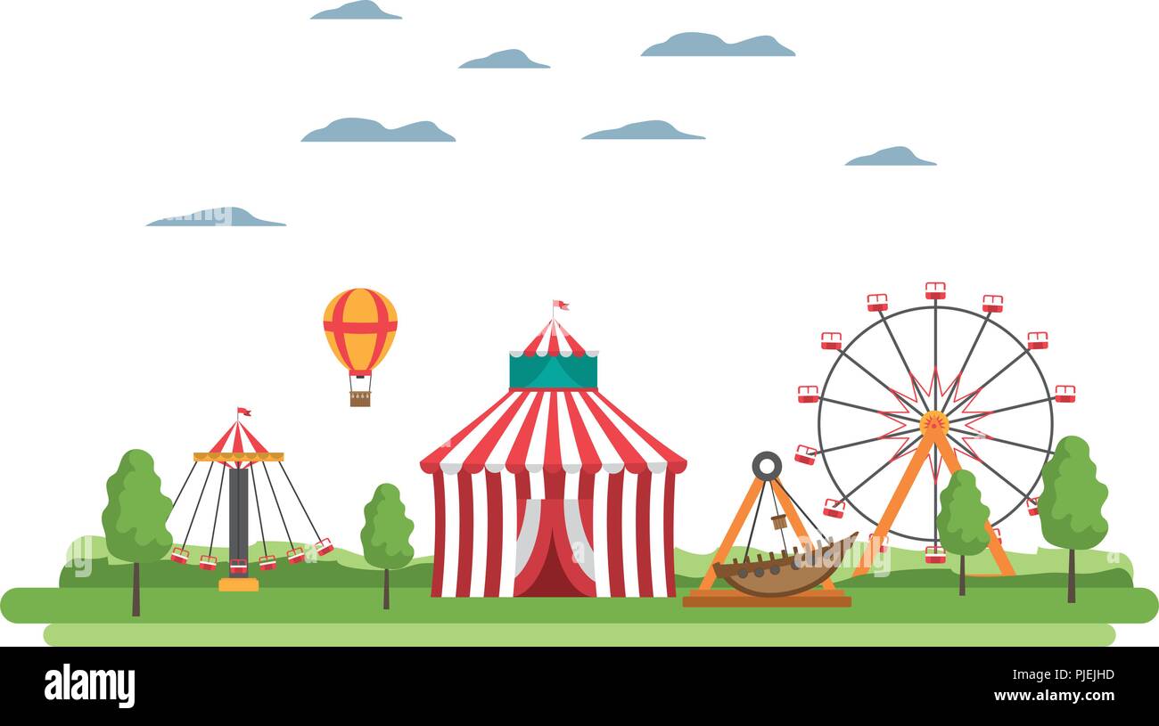 carnival with circus and mechanical ride games Stock Vector Image & Art ...