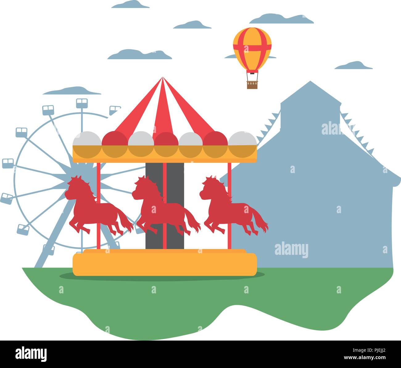 mechanical horse ride and air balloon Stock Vector Image & Art - Alamy