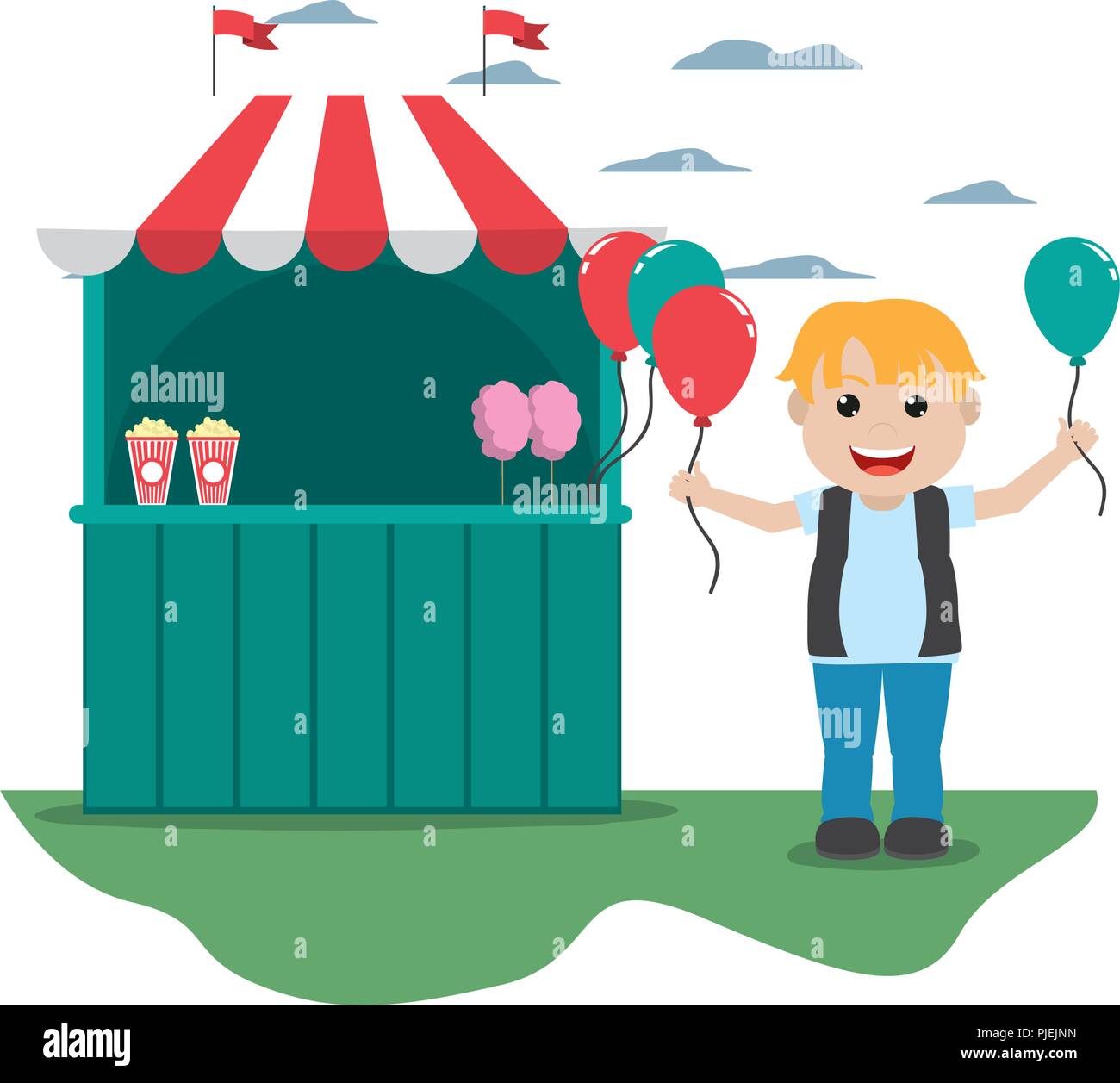 carnival shop with boy balloons design Stock Vector Image & Art - Alamy