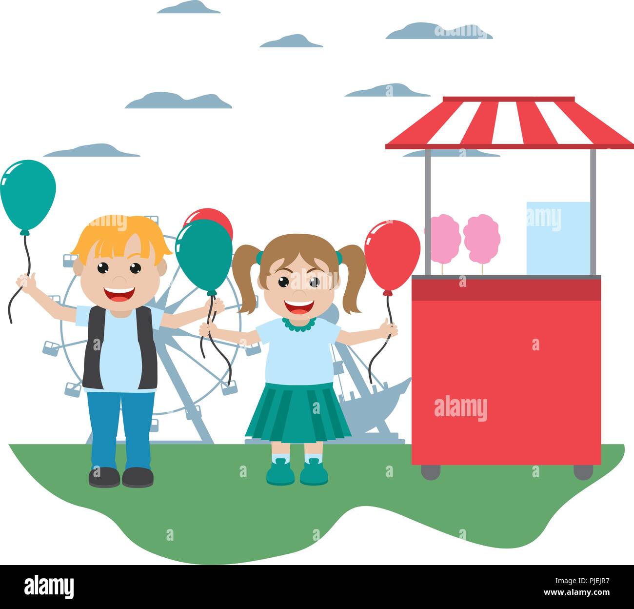 carnival shop with happy children and balloons Stock Vector Image & Art ...
