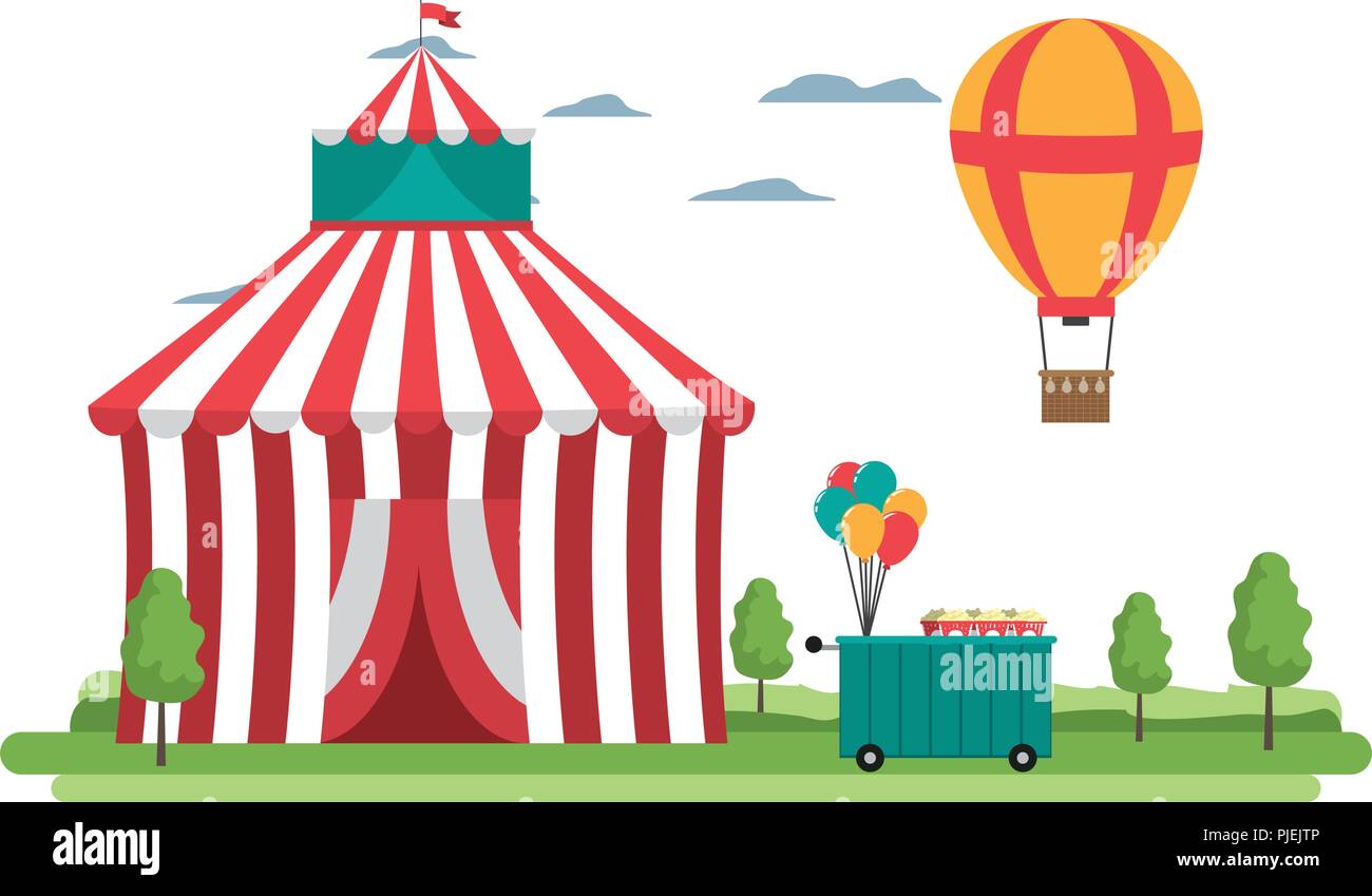circus and air balloon with car shop Stock Vector Image & Art - Alamy