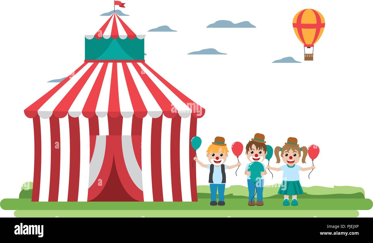 circus unny clowns with balloons and hat Stock Vector Image & Art - Alamy