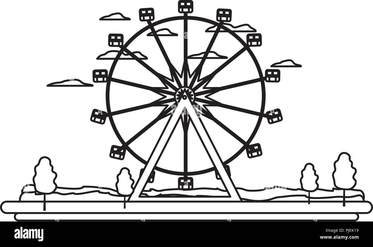 line funny ferris wheel mechanical carnival Stock Vector Image & Art ...