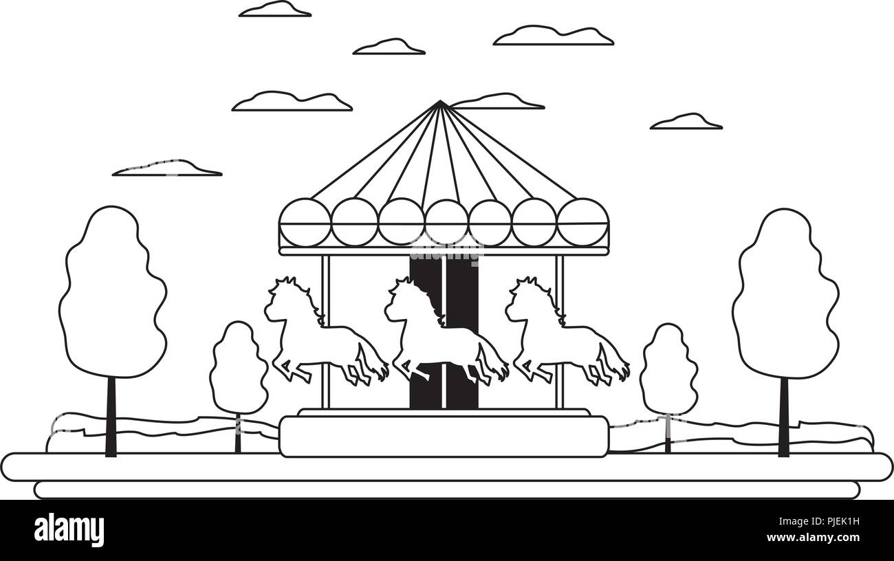 line funny mechanical horse ride carnival Stock Vector Image & Art - Alamy