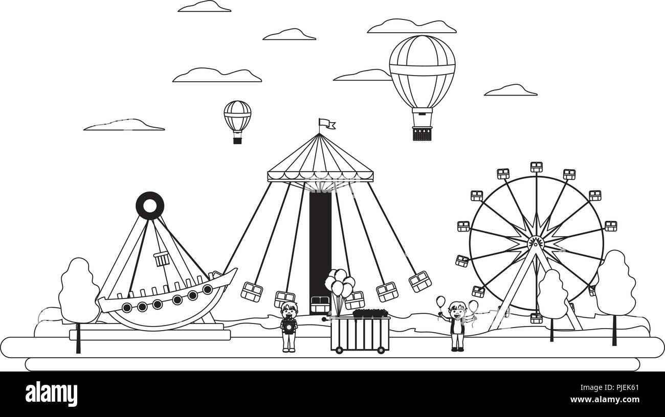 line funny carnival mechanical ride games Stock Vector Image & Art - Alamy