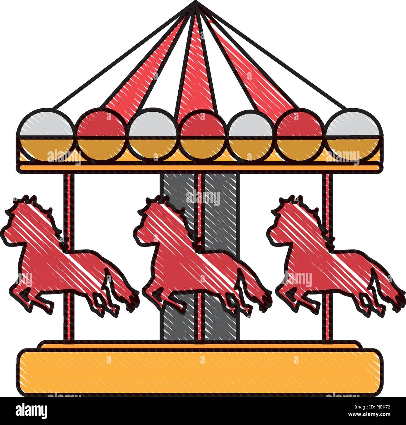 doodle mechanical horse ride carnival game Stock Vector Image & Art - Alamy
