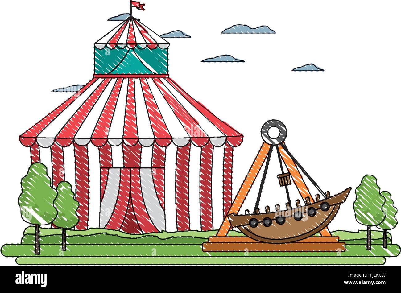 doodle funny mechanical ship carnival game Stock Vector Image & Art - Alamy