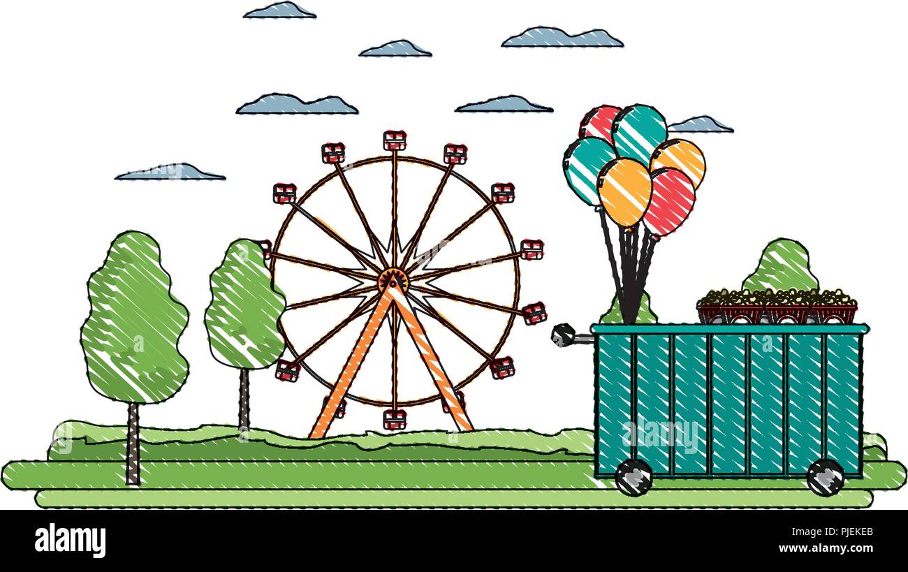 doodle shop car and ferris wheel mechanical Stock Vector Image & Art ...