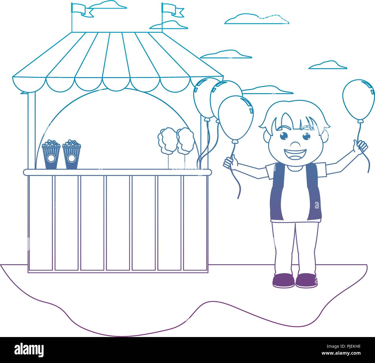 degraded line carnival shop with boy balloons design Stock Vector Image ...