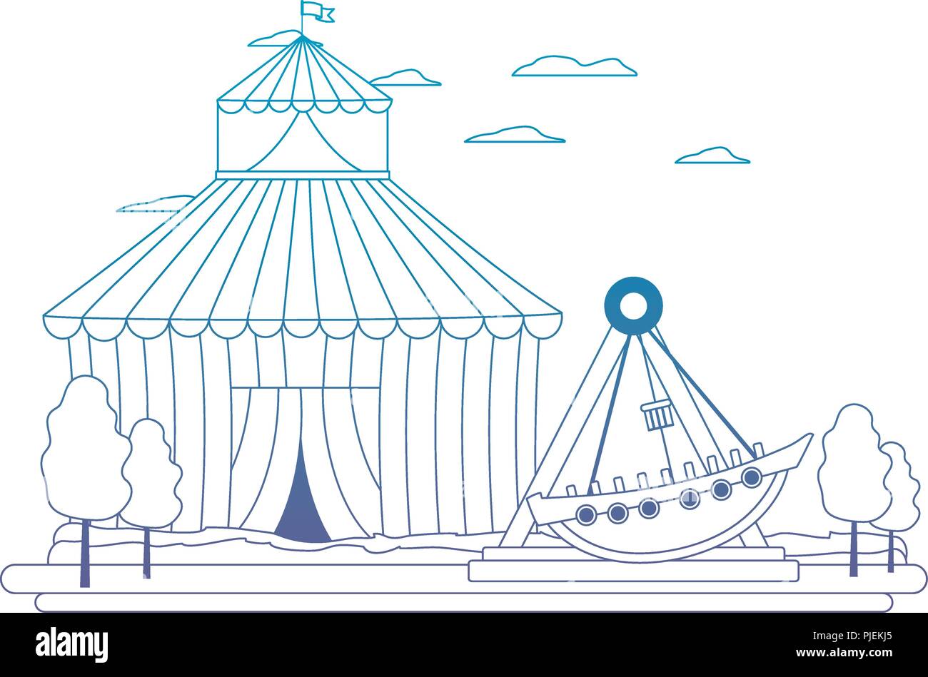 degraded line funny mechanical ship carnival game Stock Vector Image ...