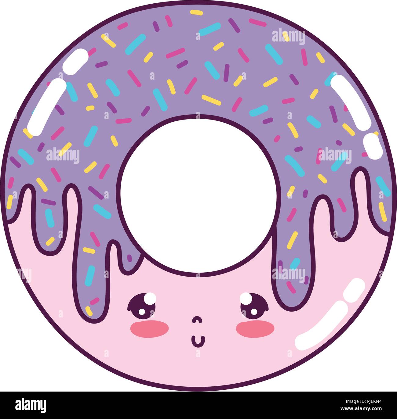 kawaii cute sweet donut snack Stock Vector