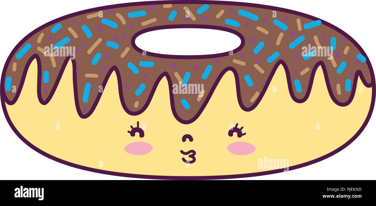 kawaii nice donut tasty snack Stock Vector Image & Art - Alamy