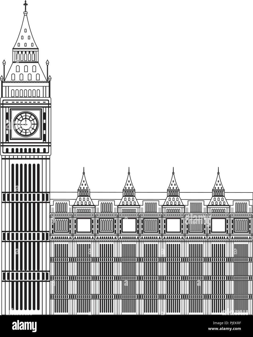 line london clock tower architecture design Stock Vector Image & Art