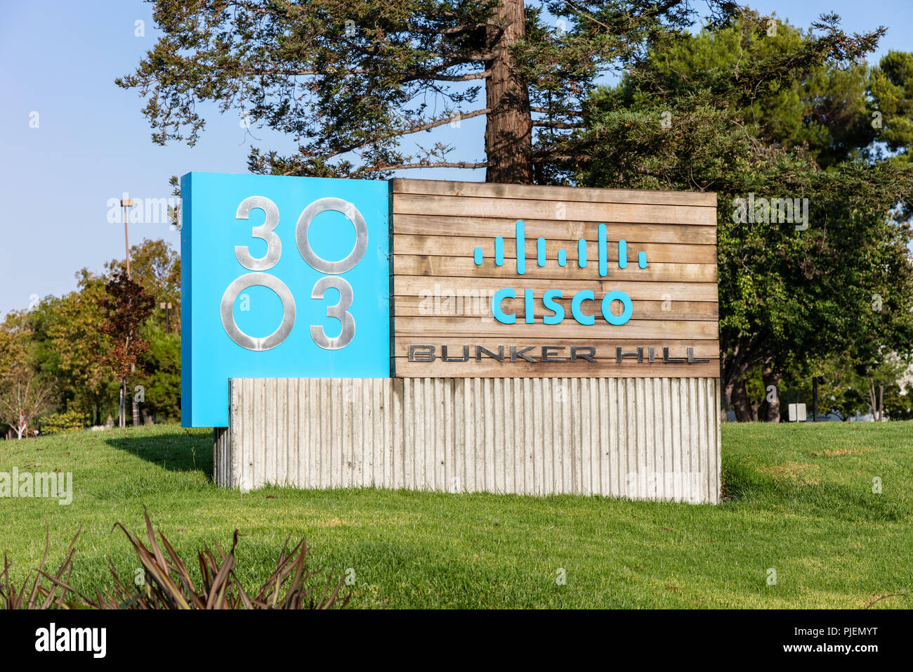 Cisco, 3003 Bunker Hill, sign; Santa Clara, California Stock Photo