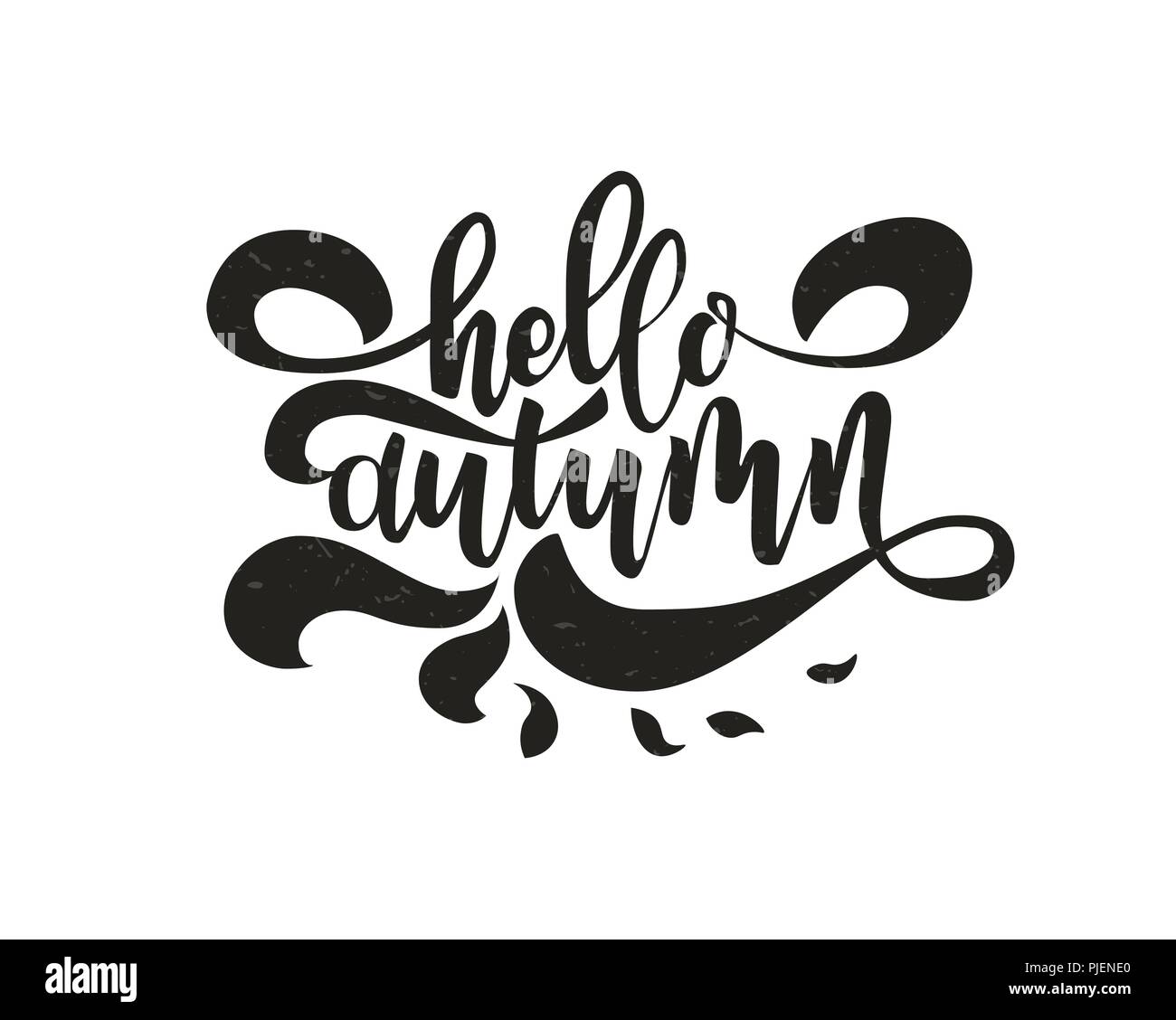 Hello autumn. Hand drawn calligraphy and brush pen lettering. design ...