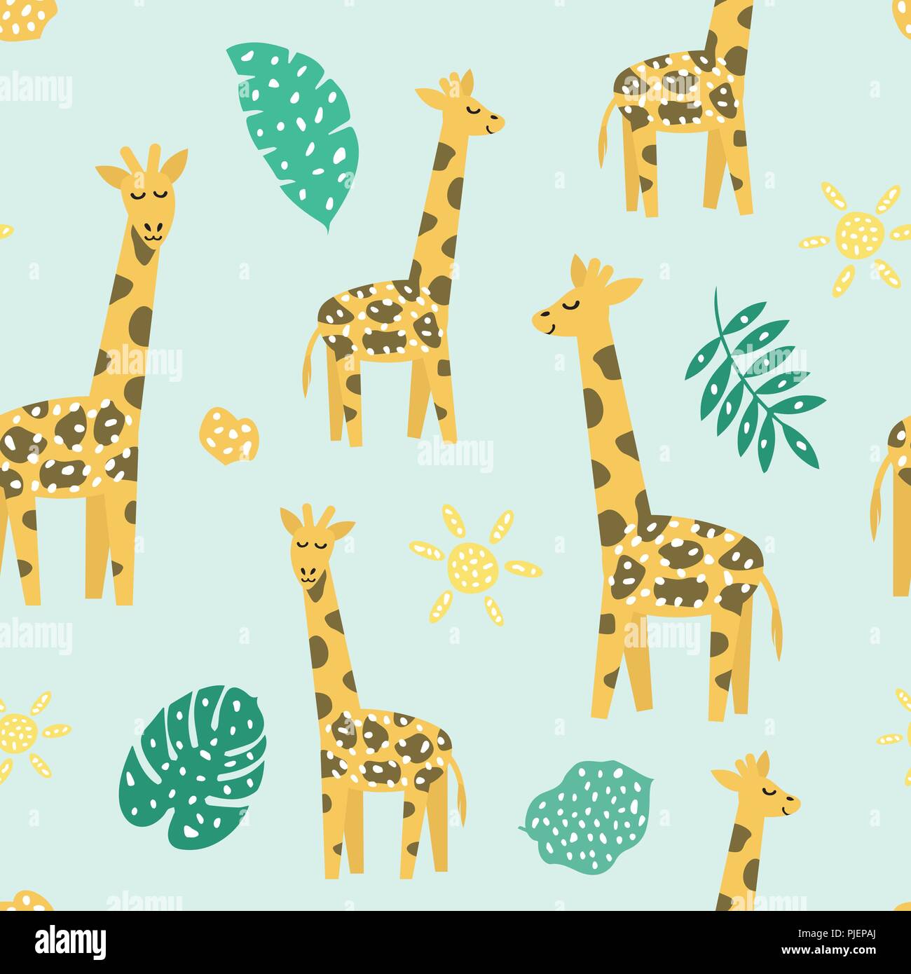 Childish seamless pattern with cute giraffe. Creative texture for fabric Stock Vector