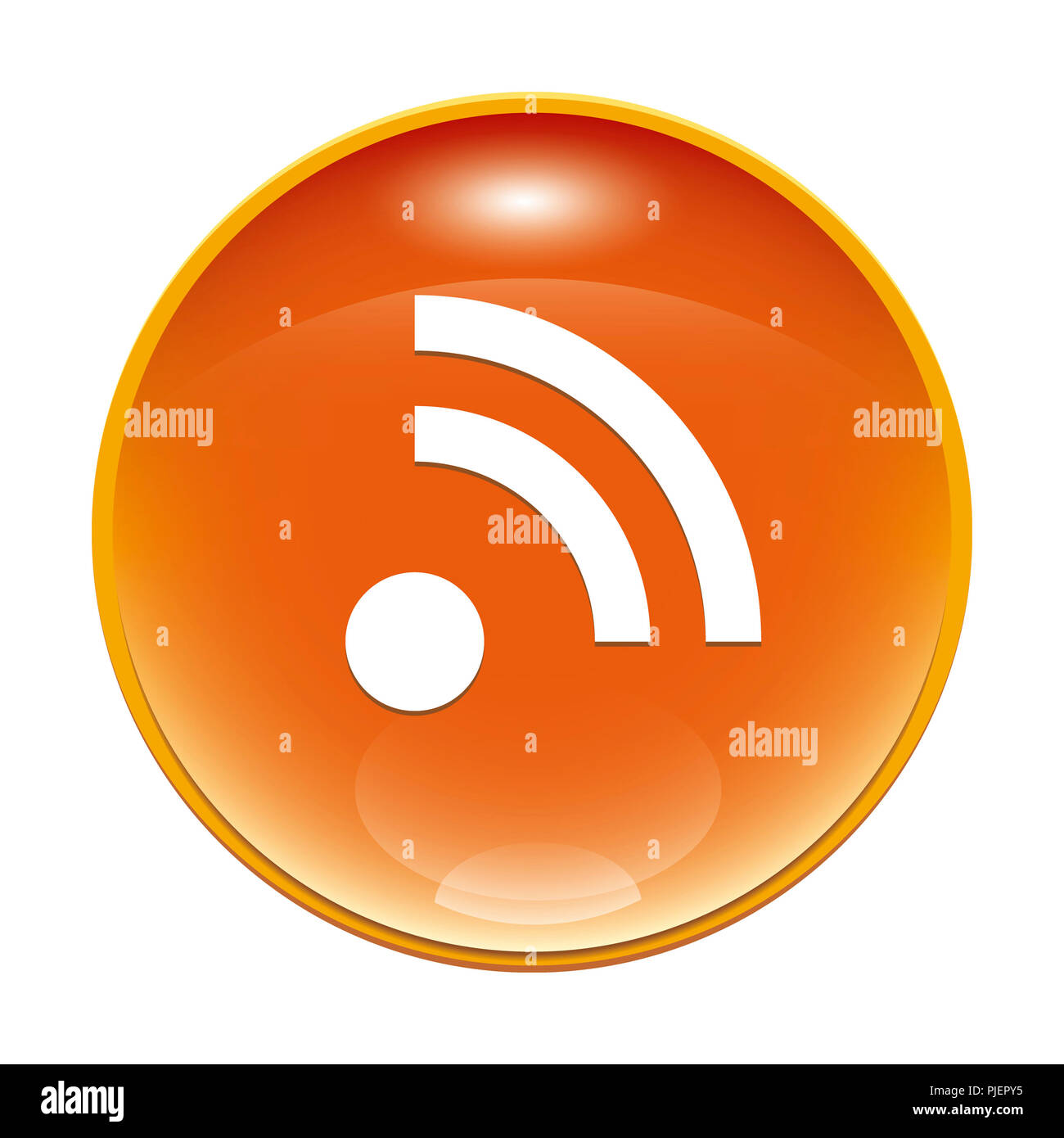 An image of a orange rss feed icon Stock Photo