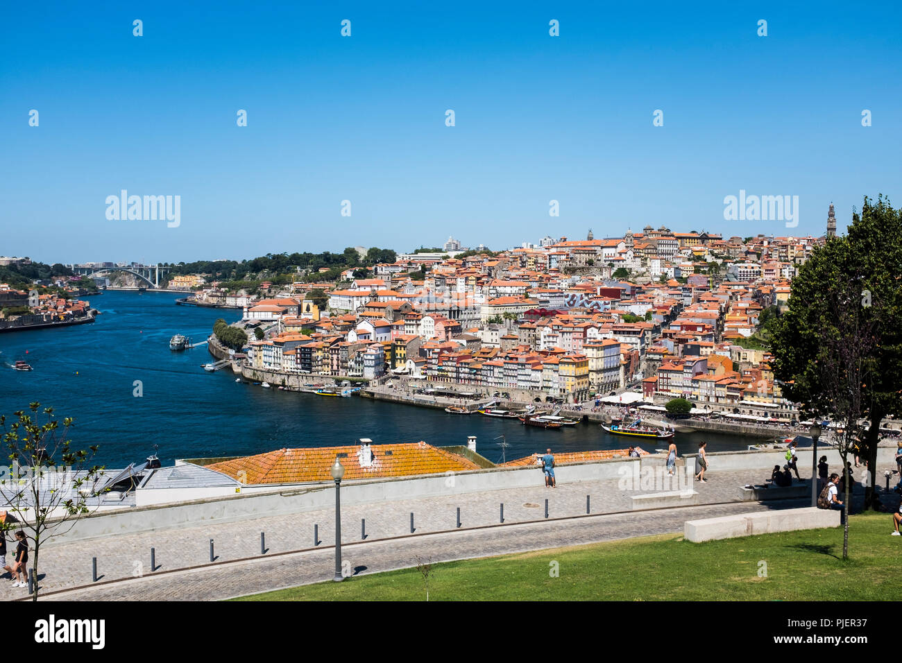 View of Porto from Vila Nova de Gaia, Portugal. Stock Photo