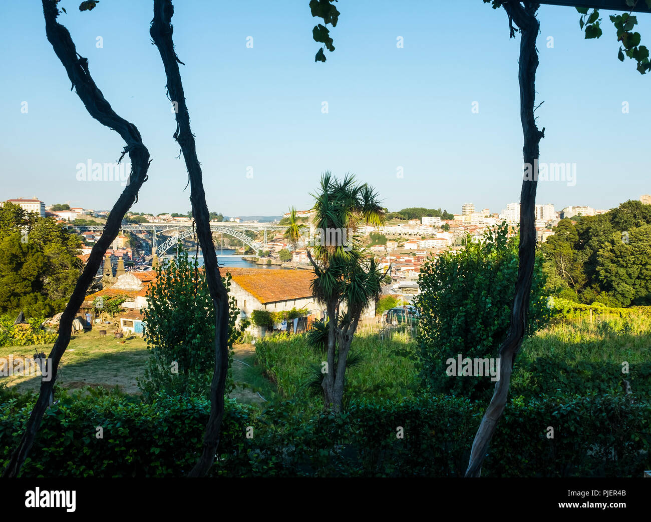 View from Vinum, the restaurant and wine bar at Graham's Port Lodge, Vila Nova de Gaia, Porto, Portugal. Stock Photo