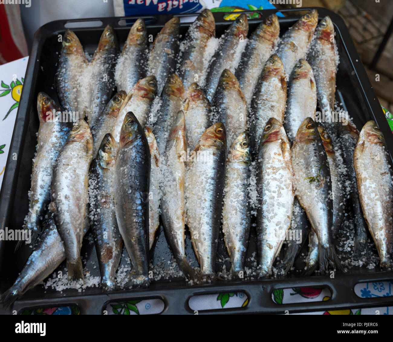 Traditional salted Sardines, Lisbon, Portugal. Stock Photo