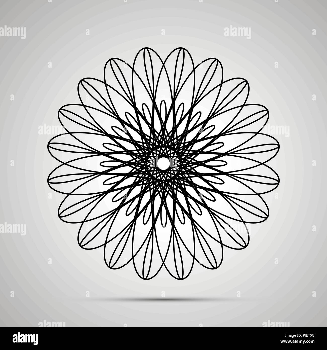 Guilloche simple black icon with shadow Stock Vector