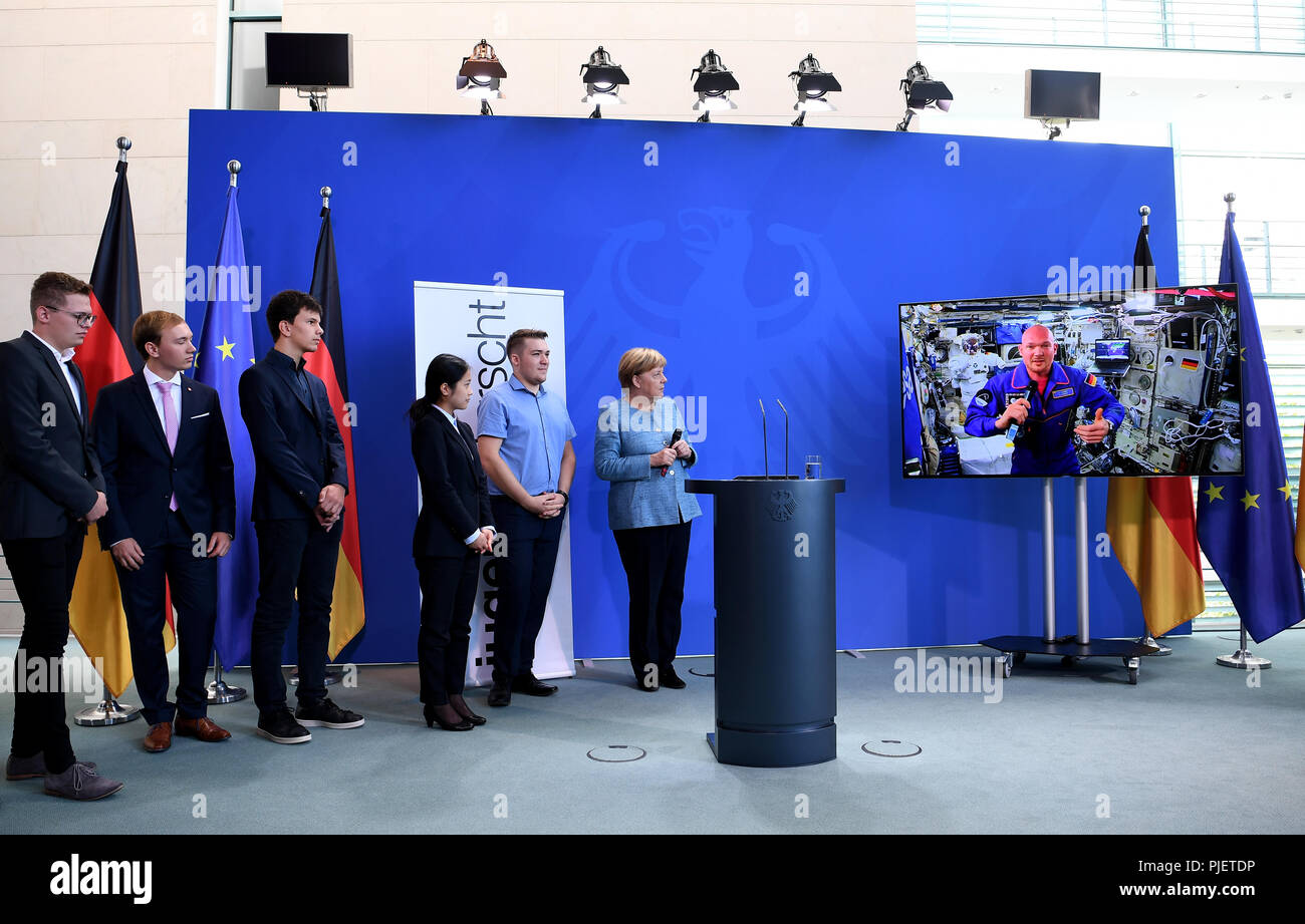 Berlin, Germany. 06th Sep, 2018. German Chancellor Angela Merkel (C ...