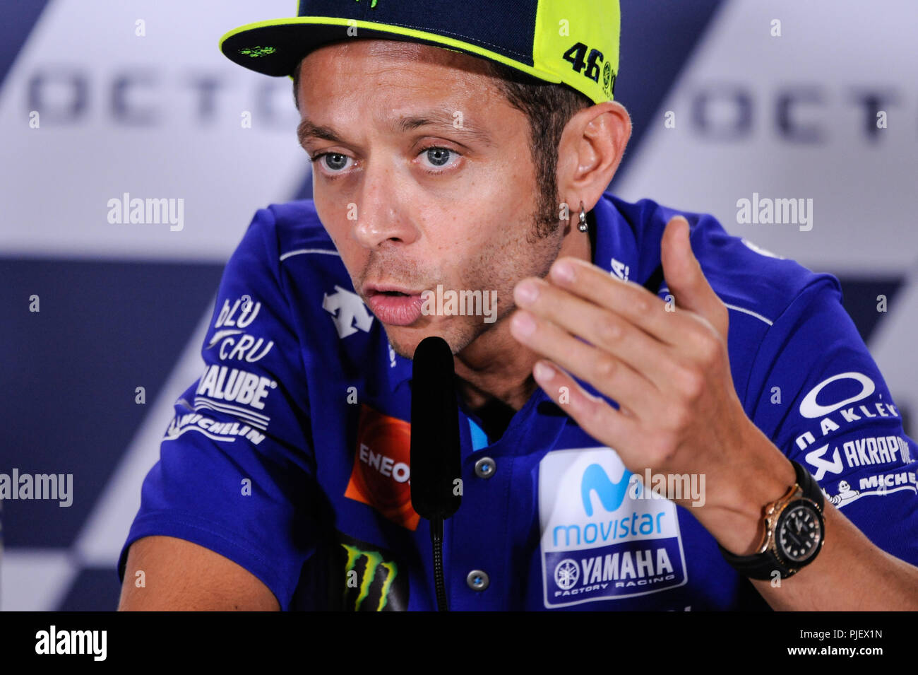 Misano, Misano World Circuit, Italy. 6th Sep, 2018. Italian Motorcycle Grand Prix, press conference; Valentino Rossi Credit: Action Plus Sports/Alamy Live News Stock Photo