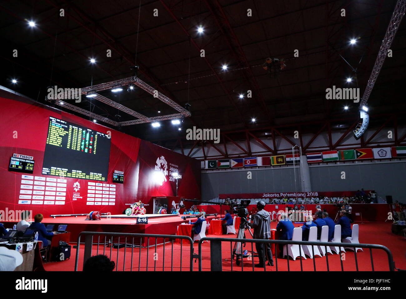 Asian Games 2018 Jiexpo jakarta indonesia 21st aug 2018 general view weightlifting at jiexpo kemayoran hall a during the 2018 jakarta palembang asian games in jakarta indonesia credit naoki nishimuraaflo sportalamy live news PJF1HC - Asian Games 2018 Jiexpo