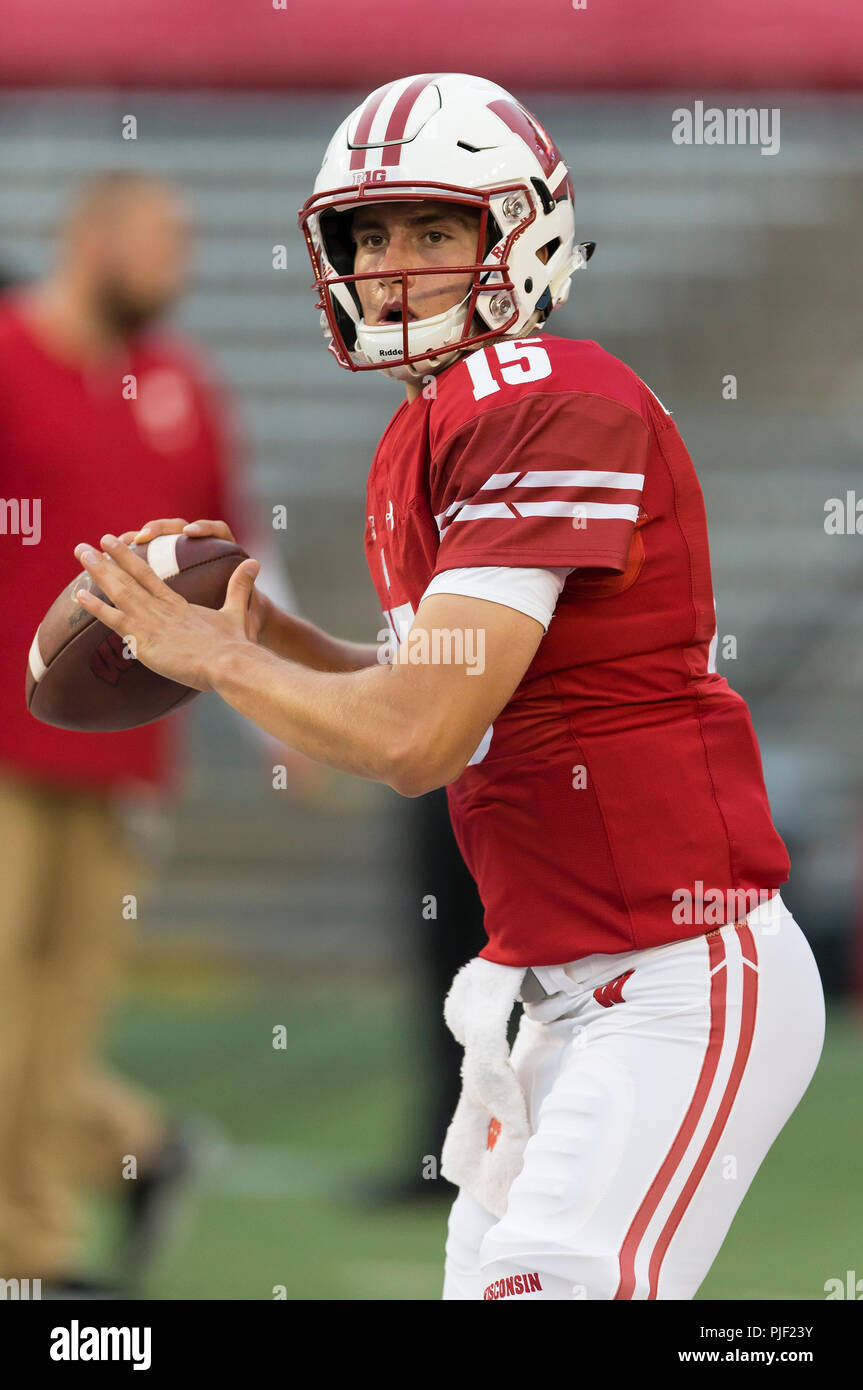 August 31 18 Wisconsin Badgers Quarterback Danny Vanden Boom 15 Before The Ncaa Football Game Between