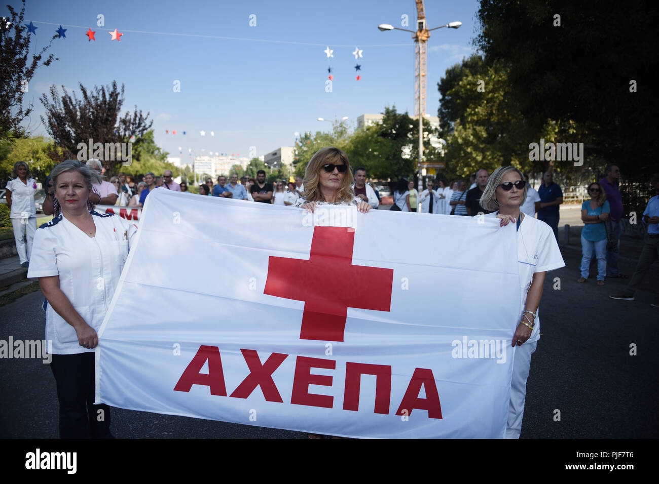 Thessaloniki Greece 7th Sep 2018 Public Health Workers Hold A