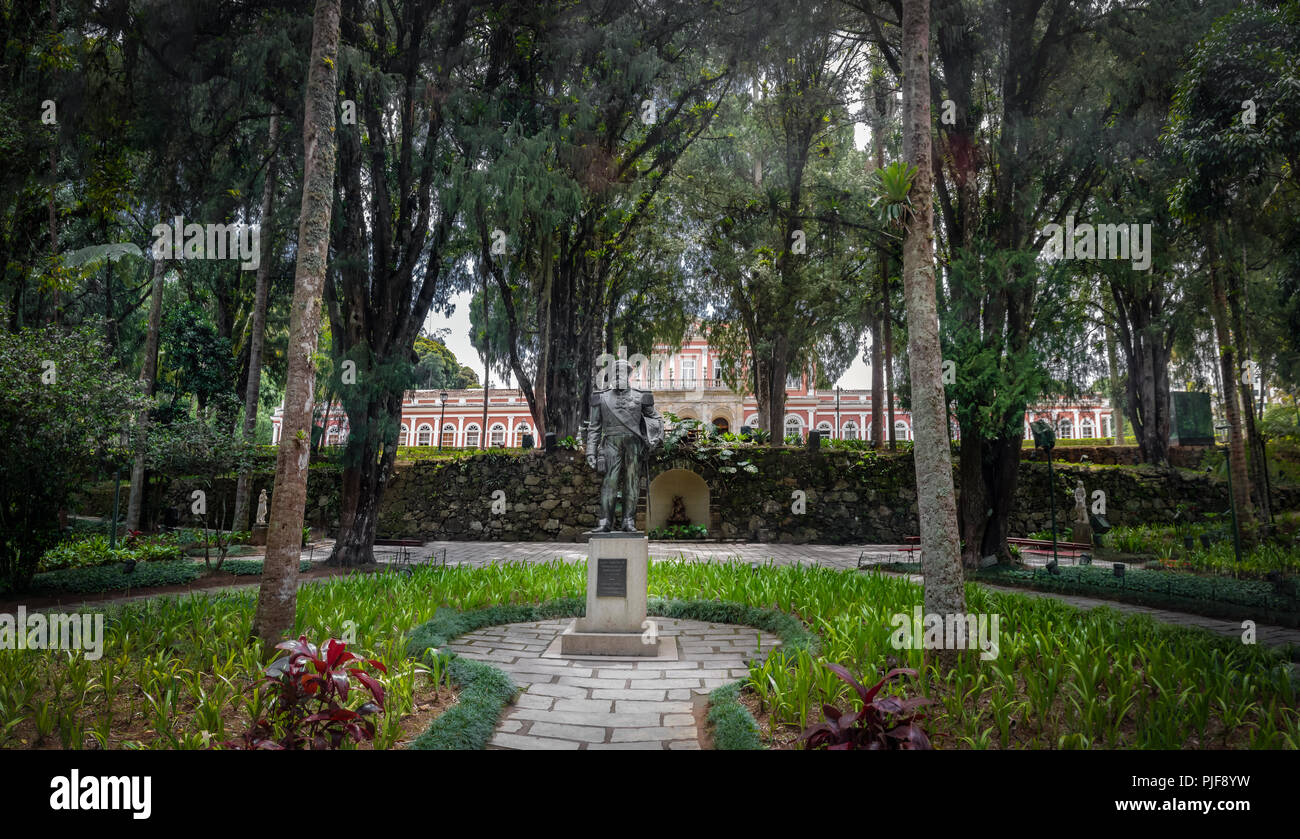 Dom Pedro II statue at  Imperial Museum courtyard former Summer Palace of brazilian Monarchy - Petropolis, Rio de Janeiro, Brazil Stock Photo