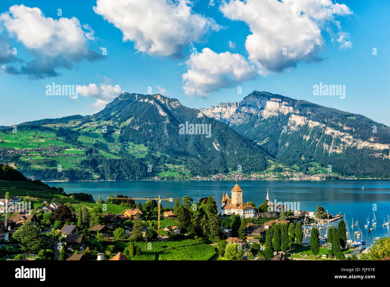 Montreux City, Switzerland View of the Mountains and City Stock Photo