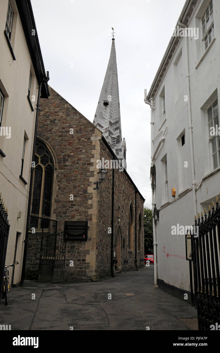 Bent steeple in Barnstaple Stock Photo